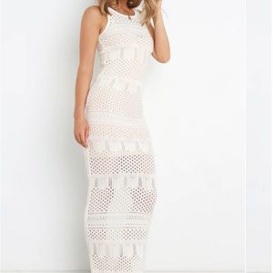 unlined crochet dress in cream